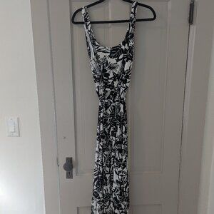 NWT Loft Palm Tie Waist Midi Dress